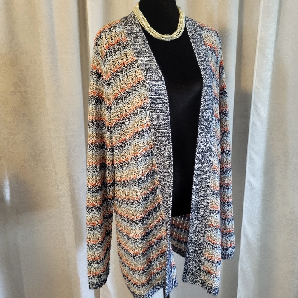 Coldwater Creek Women Sweater, Cardigan, Blue, Multicolor, Size 1X, 18